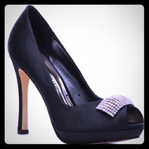 Satin Peep Toe Platform Pumps